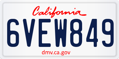 CA license plate 6VEW849