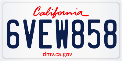 CA license plate 6VEW858