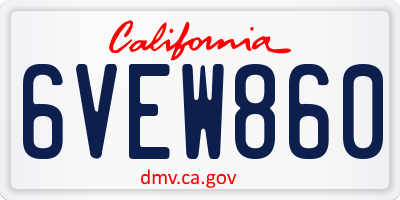 CA license plate 6VEW860
