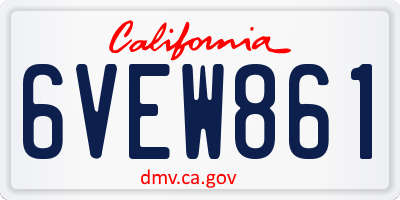 CA license plate 6VEW861