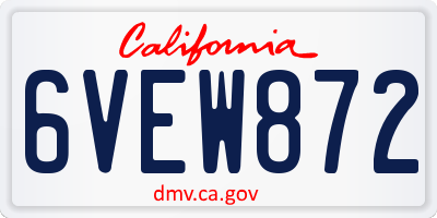 CA license plate 6VEW872