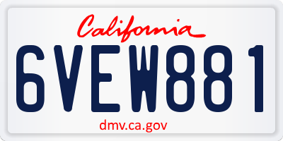 CA license plate 6VEW881