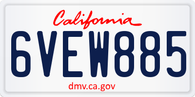 CA license plate 6VEW885