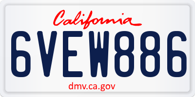 CA license plate 6VEW886