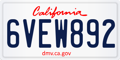 CA license plate 6VEW892