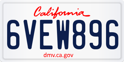 CA license plate 6VEW896