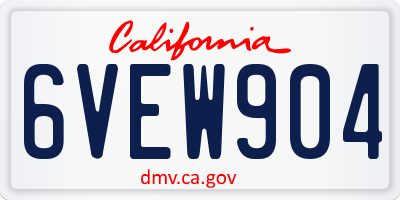CA license plate 6VEW904