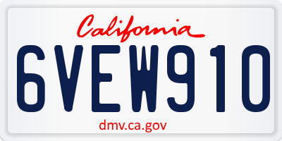 CA license plate 6VEW910