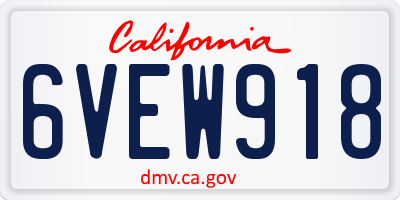 CA license plate 6VEW918