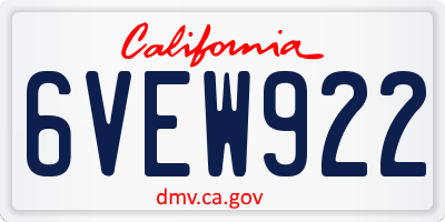 CA license plate 6VEW922