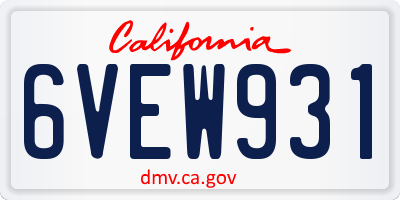 CA license plate 6VEW931