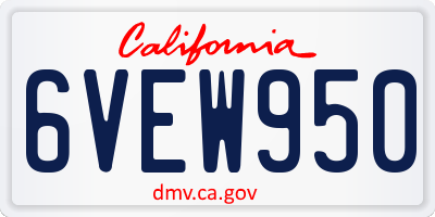 CA license plate 6VEW950