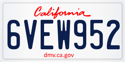 CA license plate 6VEW952