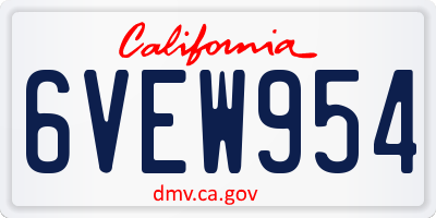 CA license plate 6VEW954