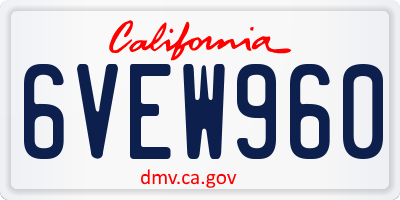 CA license plate 6VEW960