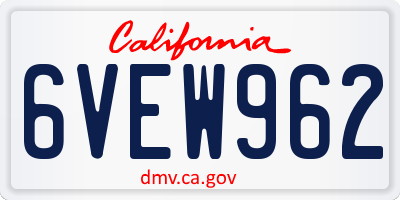 CA license plate 6VEW962