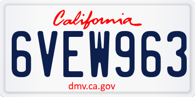 CA license plate 6VEW963