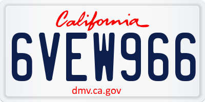 CA license plate 6VEW966
