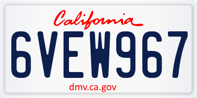 CA license plate 6VEW967