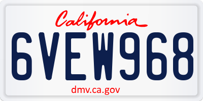 CA license plate 6VEW968
