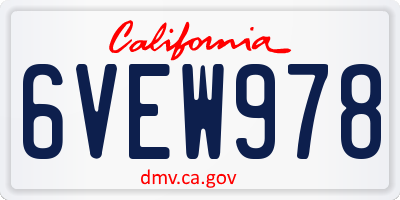 CA license plate 6VEW978