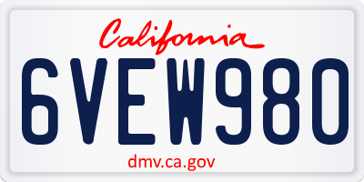 CA license plate 6VEW980