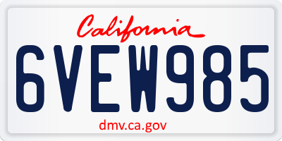 CA license plate 6VEW985