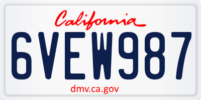 CA license plate 6VEW987