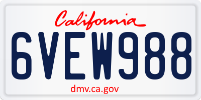 CA license plate 6VEW988