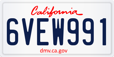 CA license plate 6VEW991