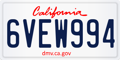 CA license plate 6VEW994