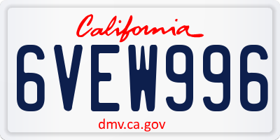 CA license plate 6VEW996