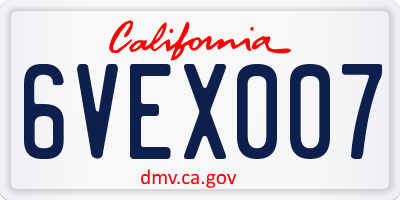 CA license plate 6VEX007