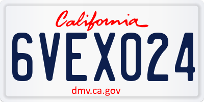 CA license plate 6VEX024