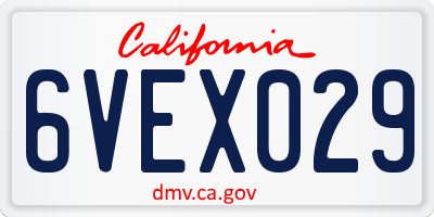 CA license plate 6VEX029