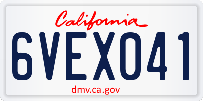 CA license plate 6VEX041