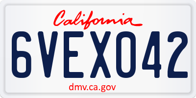 CA license plate 6VEX042