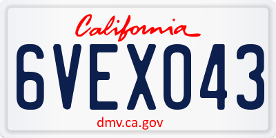 CA license plate 6VEX043