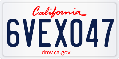 CA license plate 6VEX047