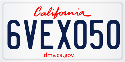 CA license plate 6VEX050