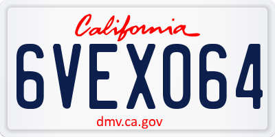 CA license plate 6VEX064