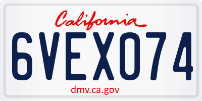 CA license plate 6VEX074