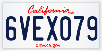 CA license plate 6VEX079