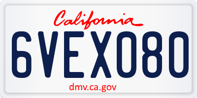 CA license plate 6VEX080