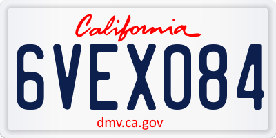 CA license plate 6VEX084