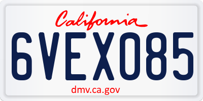 CA license plate 6VEX085