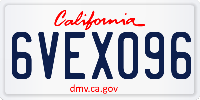 CA license plate 6VEX096