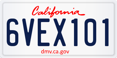 CA license plate 6VEX101