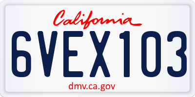 CA license plate 6VEX103