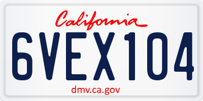 CA license plate 6VEX104
